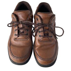 Rockport Mens Brown Leather Lace-Up Shoes Size 10M Durable Casual Footwear